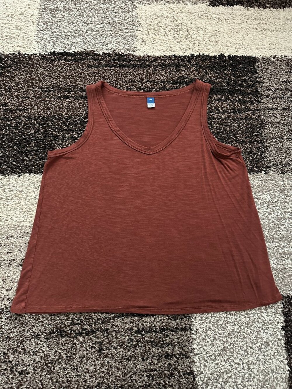 OLD NAVY (L) Copper Red Brown Luxe Slub Knit Swing Tank Top Moon Rust Loose Flow
